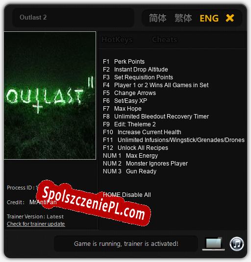 Outlast 2: Trainer +15 [v1.6]