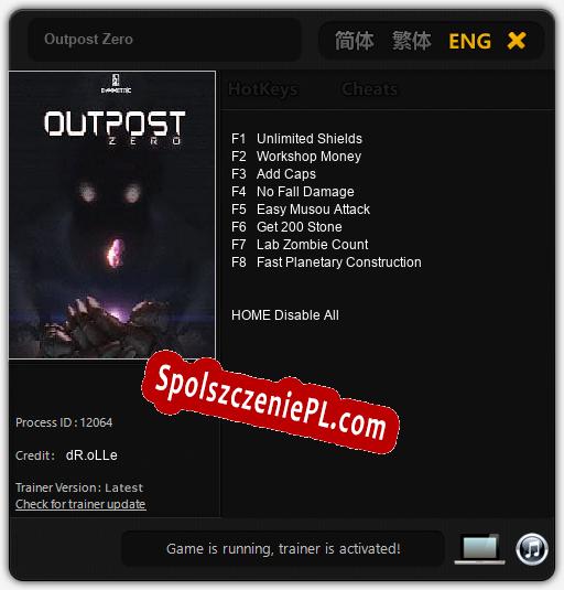 Treinador liberado para Outpost Zero [v1.0.3]