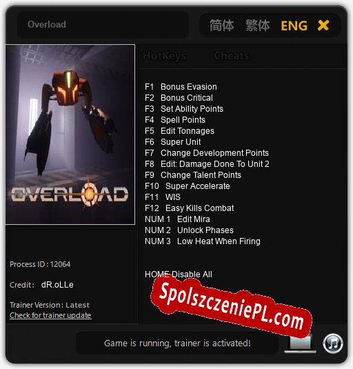 Overload: Cheats, Trainer +15 [dR.oLLe]