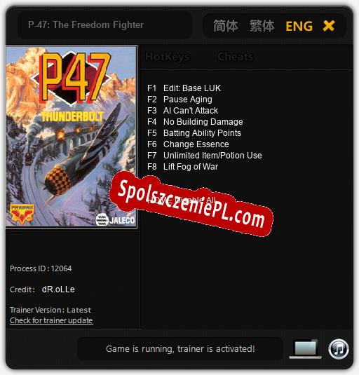 P-47: The Freedom Fighter: Cheats, Trainer +8 [dR.oLLe]