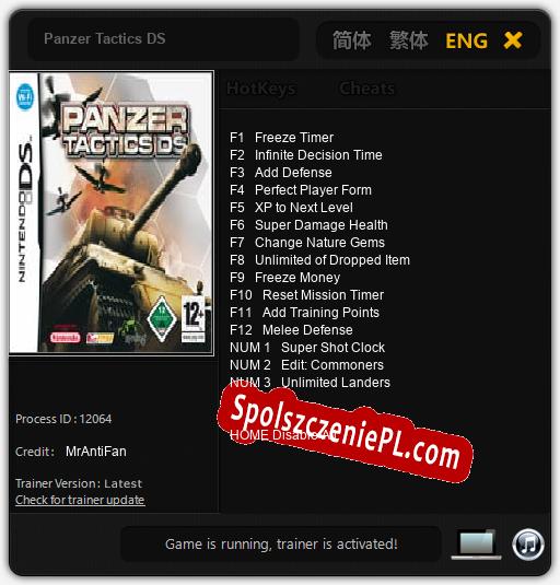 Panzer Tactics DS: Treinador (V1.0.13)