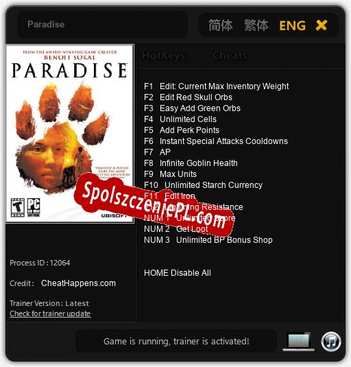 Paradise: Cheats, Trainer +15 [CheatHappens.com]