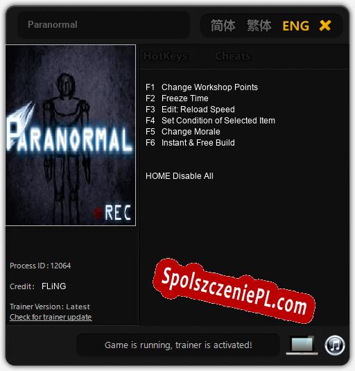 Paranormal: Trainer +6 [v1.4]