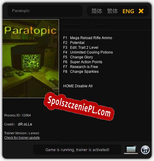 Paratopic: Cheats, Trainer +8 [dR.oLLe]