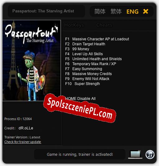 Treinador liberado para Passpartout: The Starving Artist [v1.0.1]