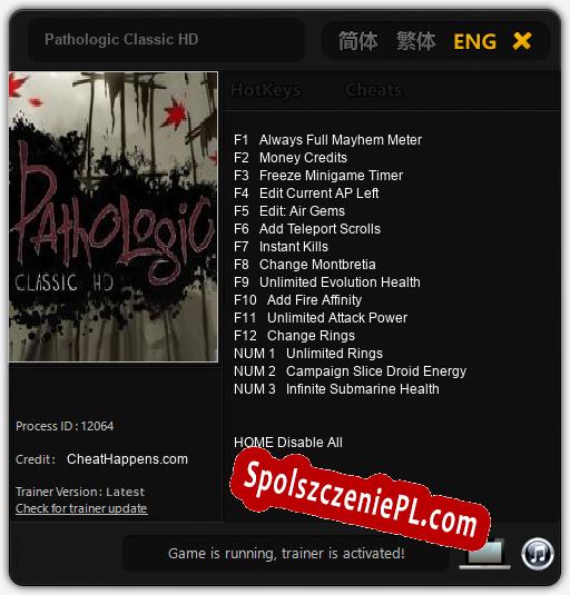 Pathologic Classic HD: Treinador (V1.0.52)