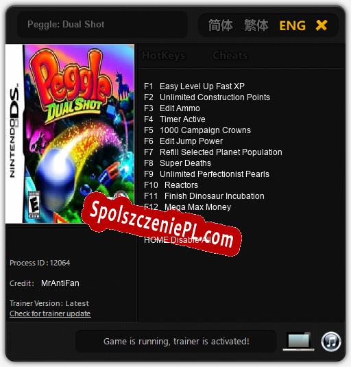 Peggle: Dual Shot: Trainer +12 [v1.6]