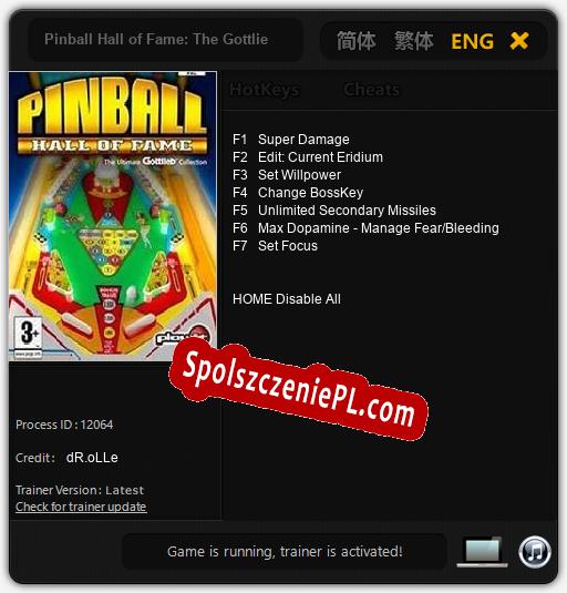 Treinador liberado para Pinball Hall of Fame: The Gottlieb Collection [v1.0.3]