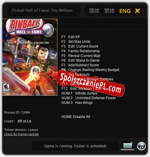 Treinador liberado para Pinball Hall of Fame: The Williams Collection [v1.0.5]