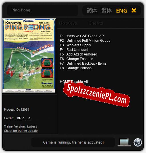 Ping-Pong: Cheats, Trainer +8 [dR.oLLe]