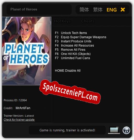 Treinador liberado para Planet of Heroes [v1.0.2]