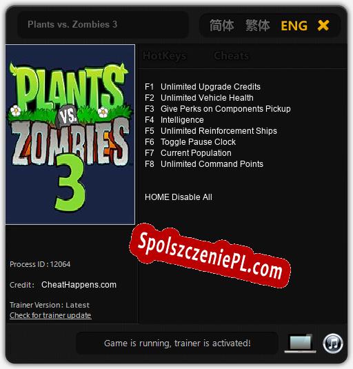 Plants vs. Zombies 3: Trainer +8 [v1.7]