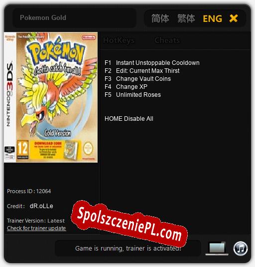 Pokemon Gold: Cheats, Trainer +5 [dR.oLLe]