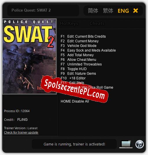 Police Quest: SWAT 2: Trainer +12 [v1.6]