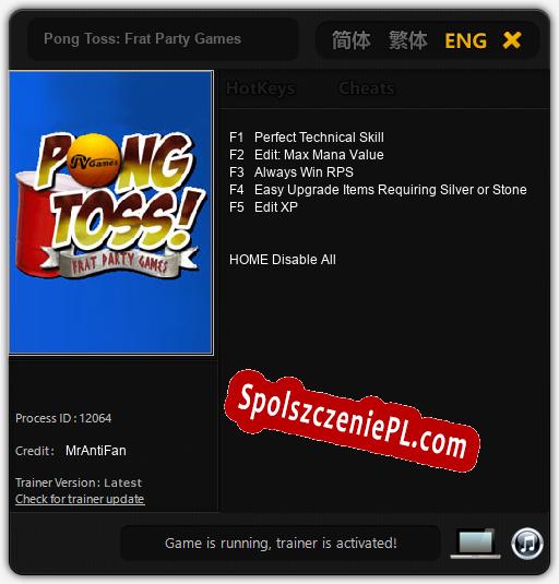 Treinador liberado para Pong Toss: Frat Party Games [v1.0.9]