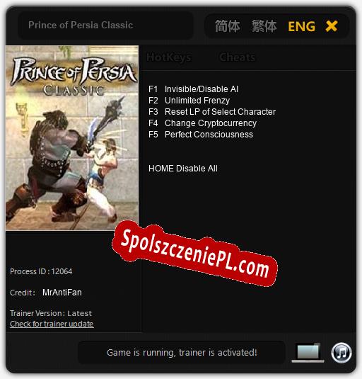 Treinador liberado para Prince of Persia Classic [v1.0.8]