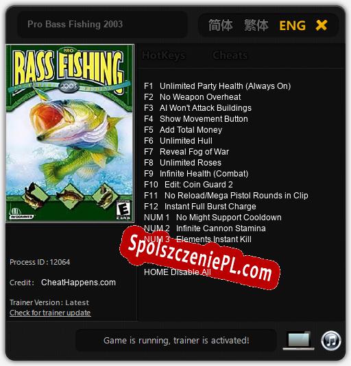 Pro Bass Fishing 2003: Cheats, Trainer +15 [CheatHappens.com]