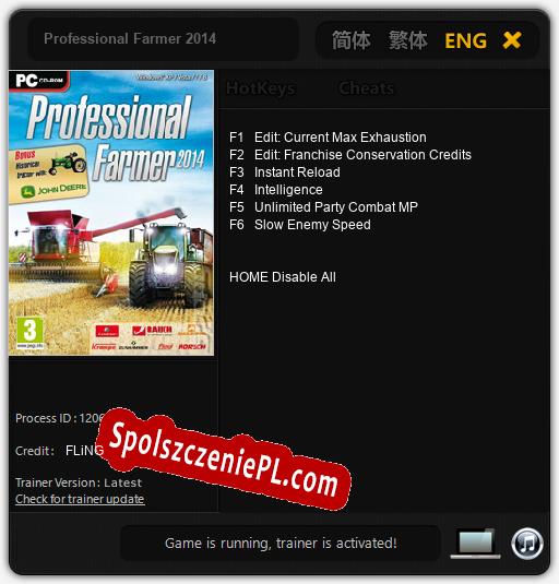 Treinador liberado para Professional Farmer 2014 [v1.0.1]