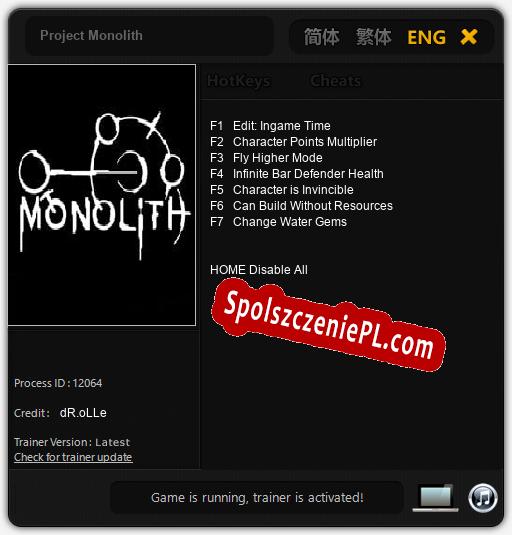 Project Monolith: Cheats, Trainer +7 [dR.oLLe]