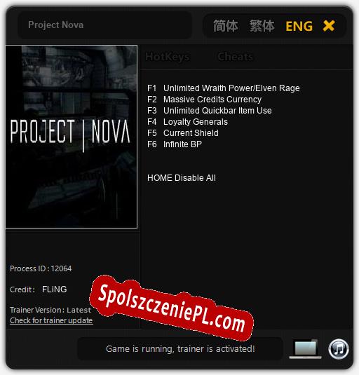 Project Nova: Cheats, Trainer +6 [FLiNG]