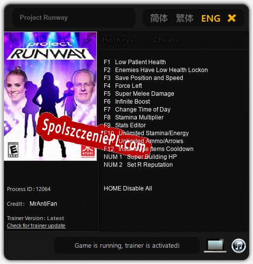 Project Runway: Cheats, Trainer +14 [MrAntiFan]