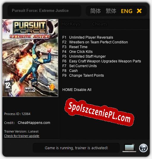 Pursuit Force: Extreme Justice: Trainer +9 [v1.3]