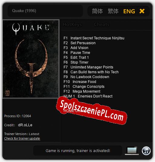 Quake (1996): Trainer +13 [v1.8]