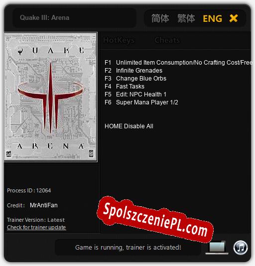 Quake III: Arena: Trainer +6 [v1.3]