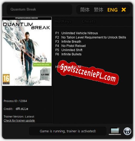 Quantum Break: Treinador (V1.0.86)