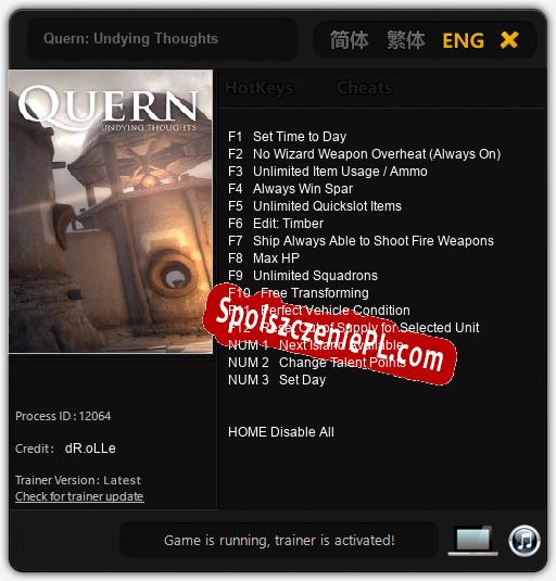 Quern: Undying Thoughts: Cheats, Trainer +15 [dR.oLLe]