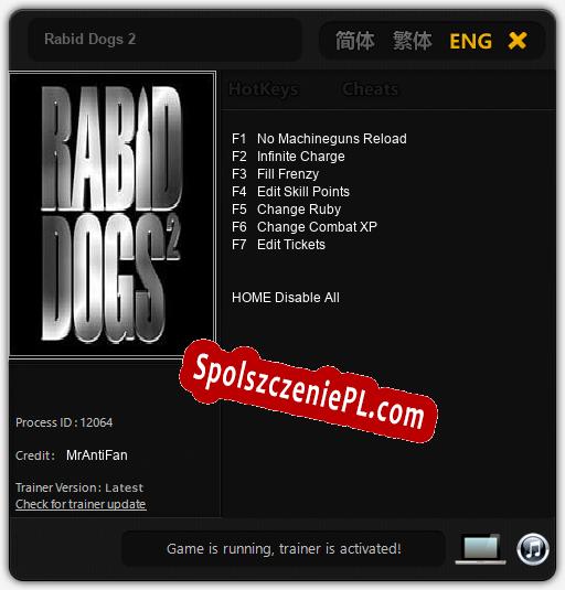 Rabid Dogs 2: Cheats, Trainer +7 [MrAntiFan]