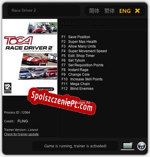 Treinador liberado para Race Driver 2 [v1.0.6]