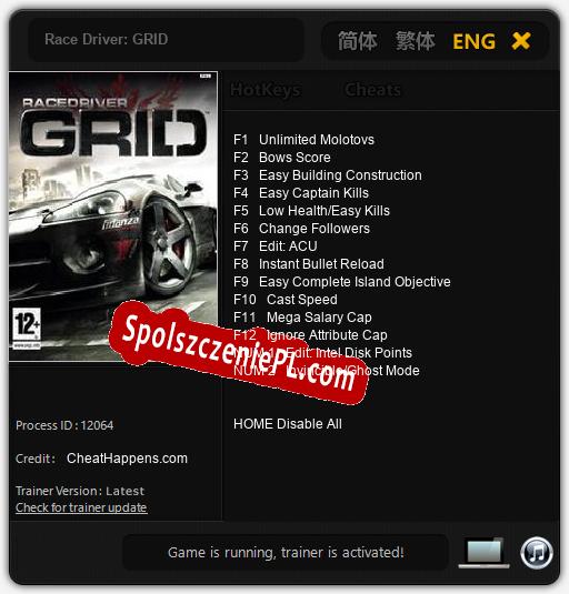 Treinador liberado para Race Driver: GRID [v1.0.1]