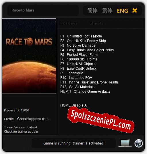 Race to Mars: Cheats, Trainer +13 [CheatHappens.com]