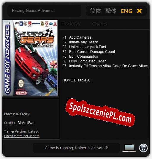 Treinador liberado para Racing Gears Advance [v1.0.9]