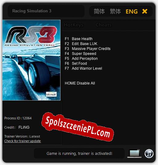 Racing Simulation 3: Cheats, Trainer +7 [FLiNG]