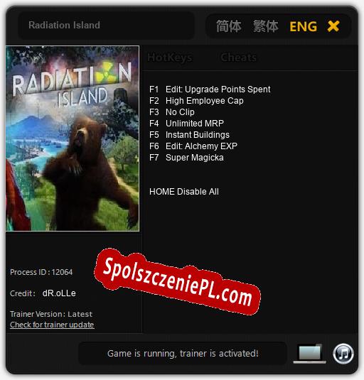 Treinador liberado para Radiation Island [v1.0.9]