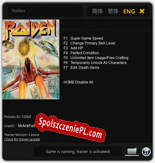 Raiden: Cheats, Trainer +7 [MrAntiFan]