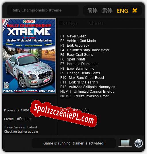 Treinador liberado para Rally Championship Xtreme [v1.0.8]