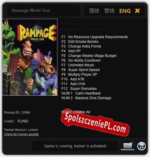 Rampage World Tour: Cheats, Trainer +14 [FLiNG]