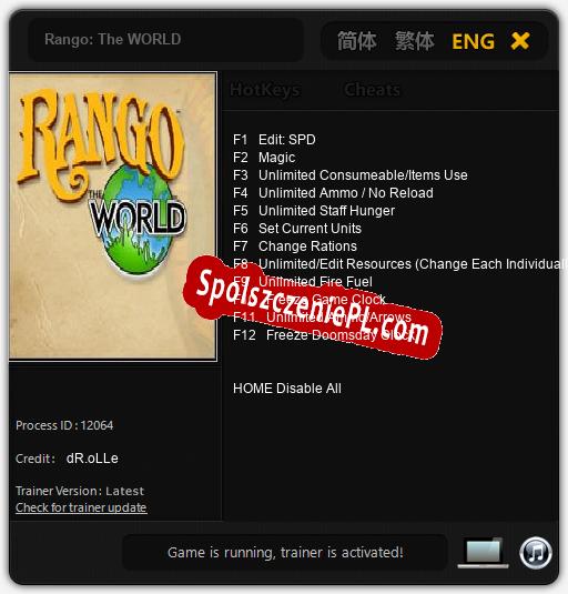 Treinador liberado para Rango: The WORLD [v1.0.7]