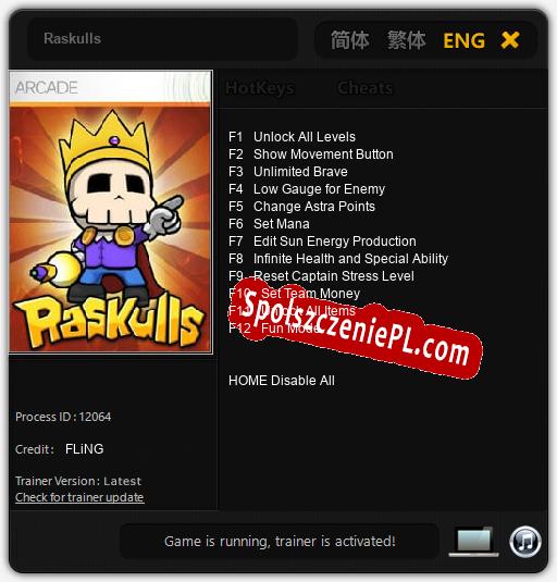 Treinador liberado para Raskulls [v1.0.5]