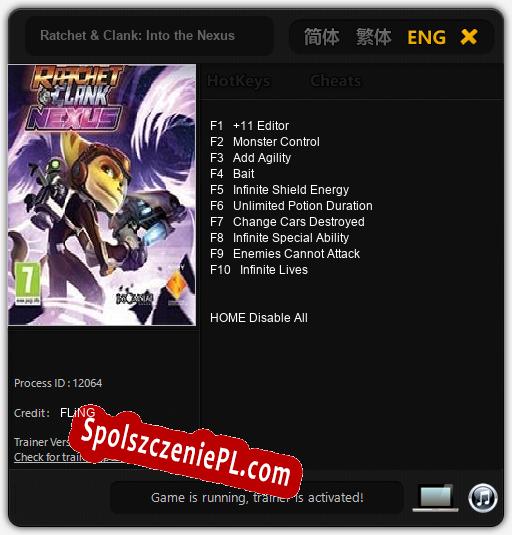 Treinador liberado para Ratchet & Clank: Into the Nexus [v1.0.4]