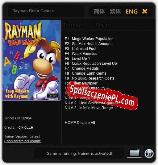 Treinador liberado para Rayman Brain Games [v1.0.5]