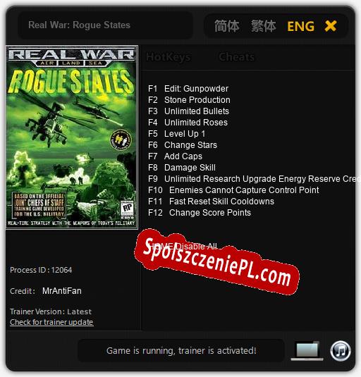 Real War: Rogue States: Trainer +12 [v1.9]