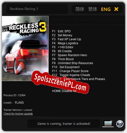 Reckless Racing 3: Treinador (V1.0.68)