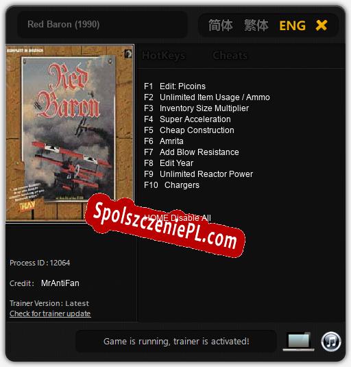 Red Baron (1990): Treinador (V1.0.60)