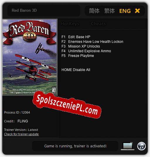 Red Baron 3D: Treinador (V1.0.98)