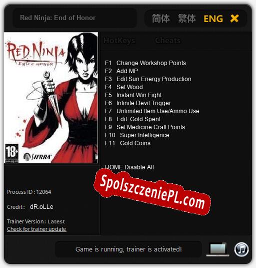 Red Ninja: End of Honor: Cheats, Trainer +11 [dR.oLLe]