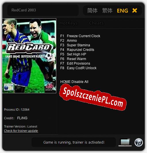 RedCard 2003: Cheats, Trainer +8 [FLiNG]